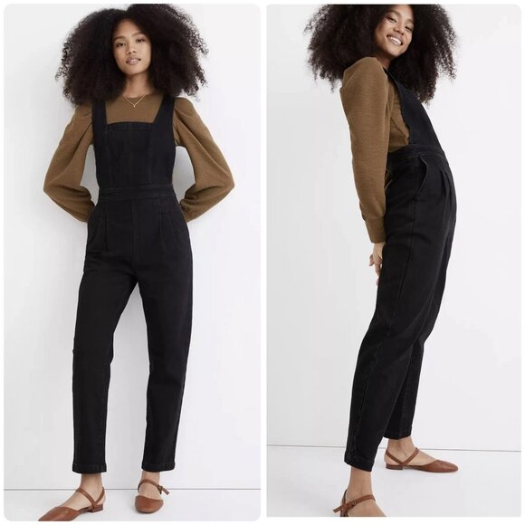 Madewell Pants - Madewell Tapered Ballon Overall Jumpsuit Womens 6 Black Denim Cross Back Casual